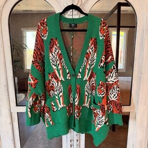 Dressed in LALA Tiger Tales Oversize Cardigan, Sz S/M